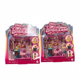 NEW Set of 2 Identical Barbie Mini BarbieLand Collectible Pet Boutique Playsets